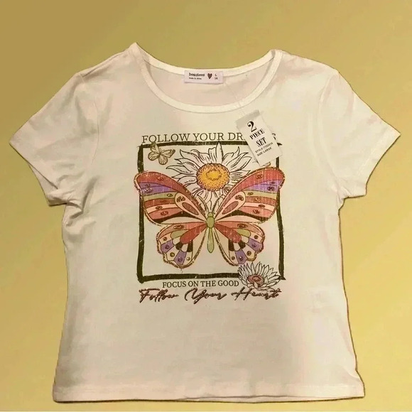 Beautees Other - New Beautees Girls Blouse Sz. 14 Printed Graphic Short-Sleeve Tee w/ glitter NWT